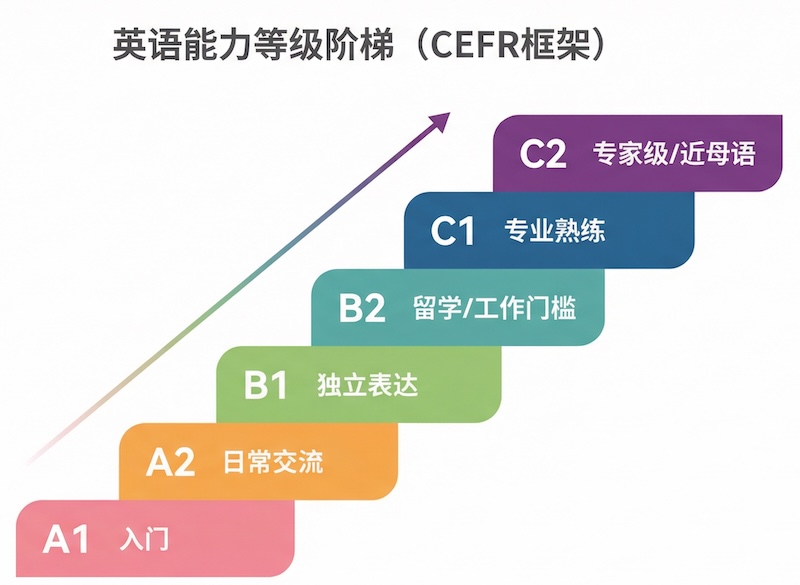 英语能力等级阶梯图(CEFR框架)